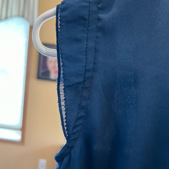 Navy sleeveless top with sheer details - Picture 7 of 7